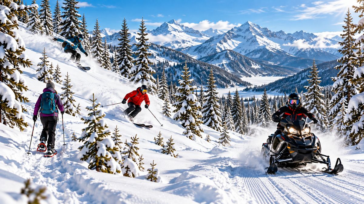 Snowmobiling Skiing Snowboarding and Snowshoeing